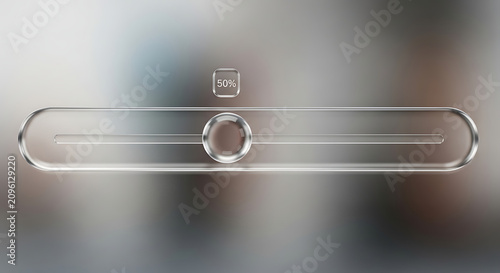 Silver Slider Control Icon With Percentage Display Modern Metallic Style And Blurred Background range