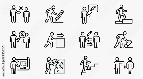 Illustrated teamwork and collaboration icons.