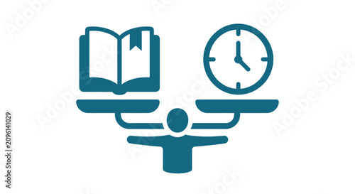 Foto Person Balancing Book and Clock.