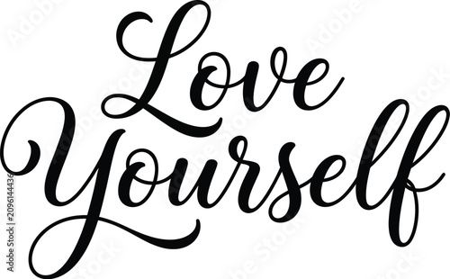 Foto Elegant cursive love yourself text design
