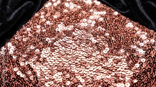 Rose gold sequin fabric sparkling metallic glamour texture