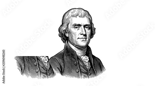 Foto Engraved portrait illustration of Thomas Jefferson, third President of the United States