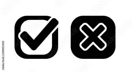 Fotografie Checkmark and cross icons in squared frames black silhouette