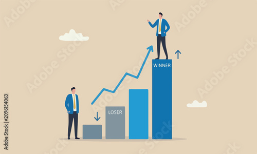 Fotografie Business competition, winner and loser in contest, achievement concept, business
