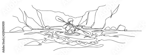 Φωτογραφία kayaker paddling through river rapids scene