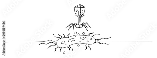 Obraz na plátně bacteriophage virus attacking bacterial cell