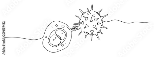 Cuadro en lienzo immune cell attacking virus pathogen illustration