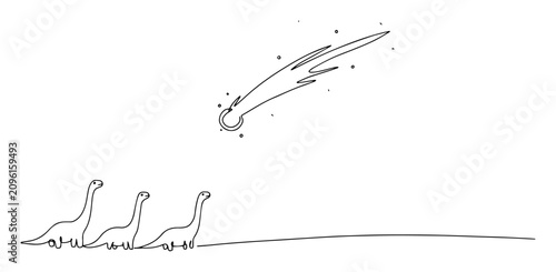 Photos dinosaurs observing incoming asteroid collision