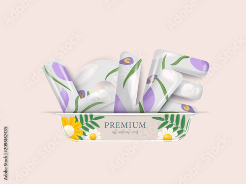 Принти на полотні Love lettering of resin with flowers and leaves inside