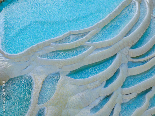Принти на полотні Bai Shui Tai terraced travertine pools with vivid blue water in Yunnan China