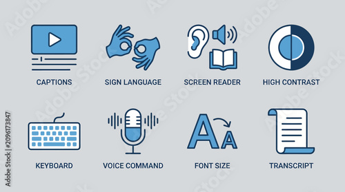 accessibility features icons for website and app design