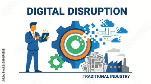 Foto Entrepreneur Transforming Traditional Industry with Digital Disruption