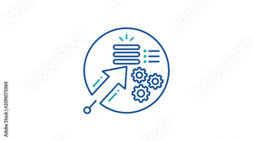 A minimalist vector icon representing data processing and system optimization