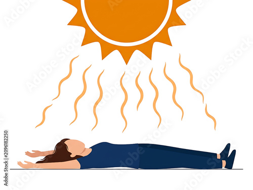 Person Collapsed from Heat Exhaustion – Heatwave Crisis Vector Illustration
