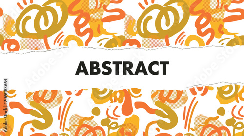Abstract background design featuring vibrant organic shapes with a torn paper center for custom text