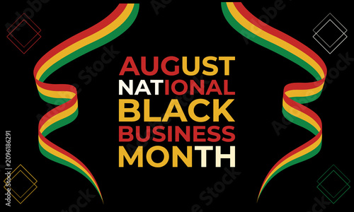 august national black business month awareness design with colorful ribbons and typography