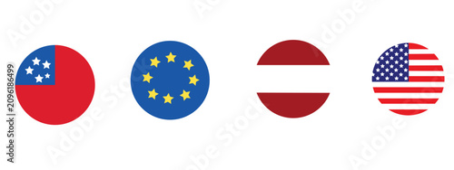 Foto Selection of circular world national flags as graphic icons