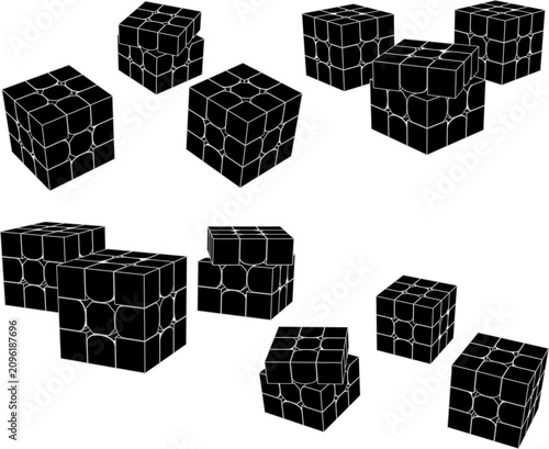 Foto Comprehensive technical 3D model template of a speedcube combination toy demonst