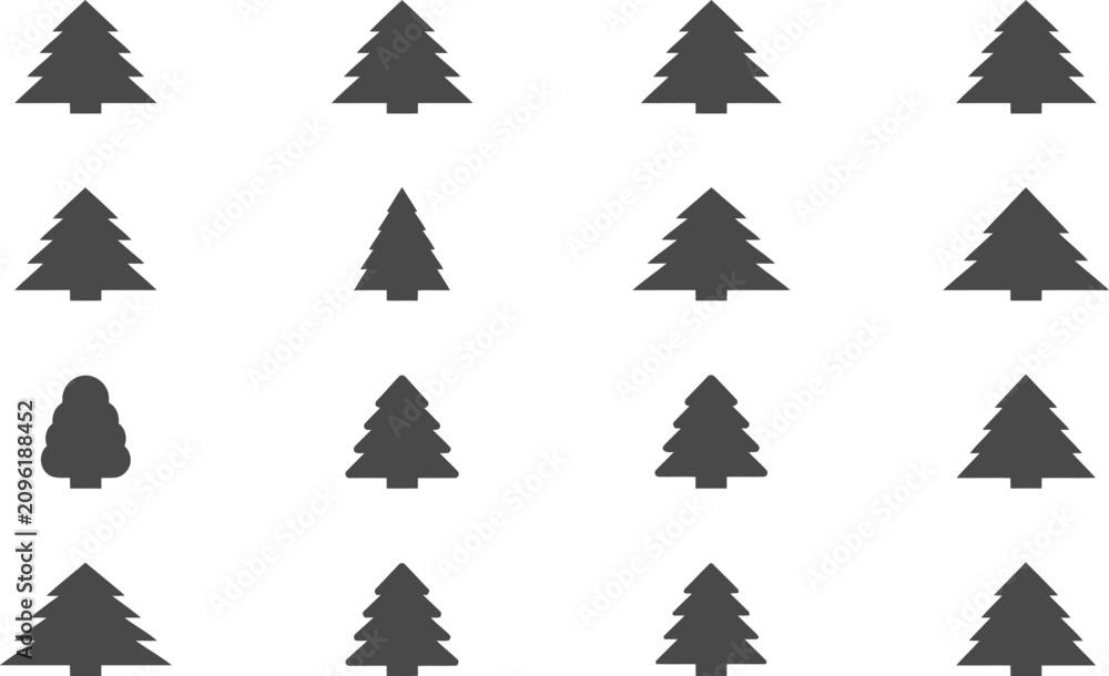 Fototapeta premium Minimalist Pine Tree Silhouettes Vector Illustration Icon SetMinimalist Pine Tree Silhouettes Vector Illustration Icon Set