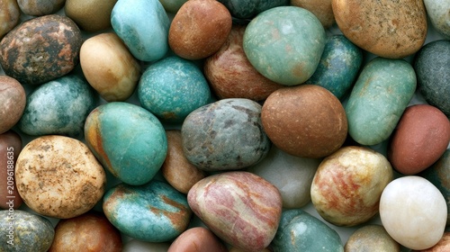 Natural earthy toned river stones and smooth pebbles