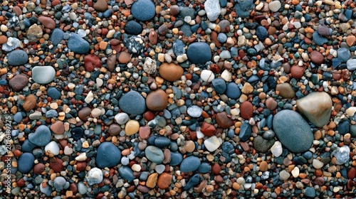 Natural gray and brown small river pebbles texture.
