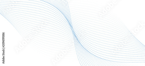 Dotted wave line pattern. Light blue halftone undulate net background. Abstract air flowing particle wallpaper. Vector curve dashed gradient element for poser, banner, presentation, booklet, flyer