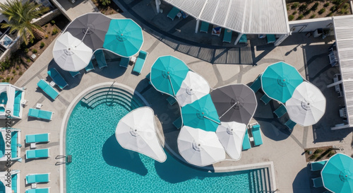 Exclusive Luxury Resort Poolside Oasis Captures Serene Summer Vacation Vibes