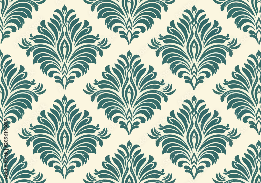 Fototapeta premium Vintage Floral Damask Design with Golden Ornamental Elements
