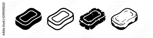 Canvas Print Set of Soap Bar Icons in Various Styles: Silhouette, Outline, Distressed Grunge,