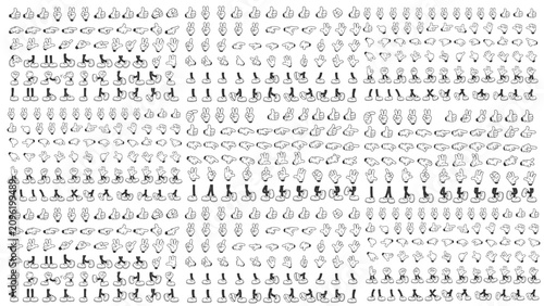 Fotografie Retro cartoon legs and hands, Hands with gloves and feet with boots, various poses for characters, a set of poses, gestures, placement of hands and feet