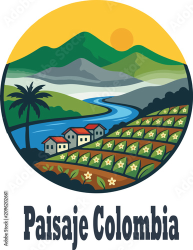 paisaje colombia logo icon vector white background .