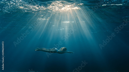 woman diving underwater in the sea
