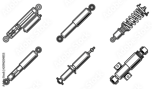 Obraz na płótnie Automotive Shock Absorber Suspension Icon Vector Set