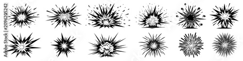 Tablou pe pânză Explosion blast and spark collection with various burst shapes in graphic style