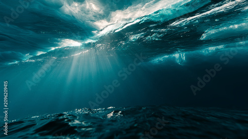 underwater view of a wave in the sea