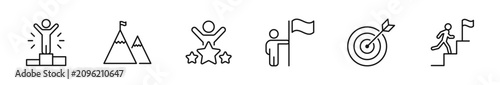 Success icon set. Successful icons in line style. Editable web icons achievement, star, best, reward, medal, motivation, winner, grow etc. Vector illustration.