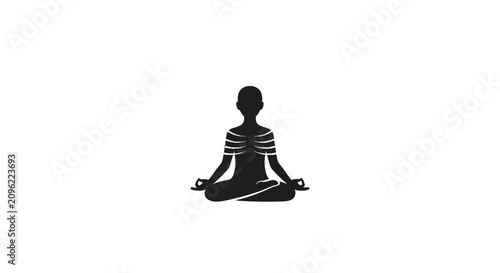 Φωτογραφία A black silhouette of a person sitting in a meditative pose on a white backgroun