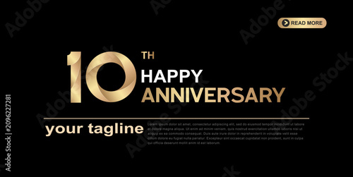 Tableau sur toile 10th anniversary gold corporate logotype with luxury minimal number design