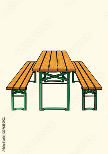 Wooden Picnic Table Bench Set.