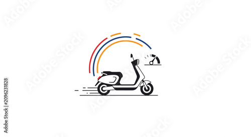 Billede på lærred A minimalist vector illustration of a fast motor scooter moving quickly