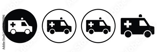 Konstfotografi Ambulance Icon Vector for Emergency Healthcare Transport, Medical Response Vehic