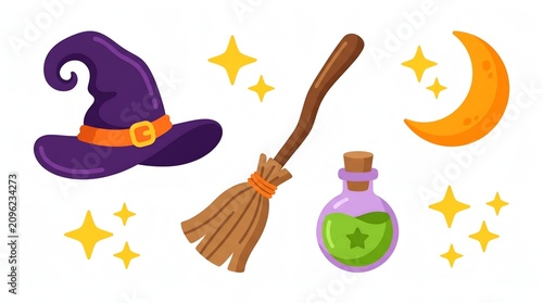 halloween witch with magic wand