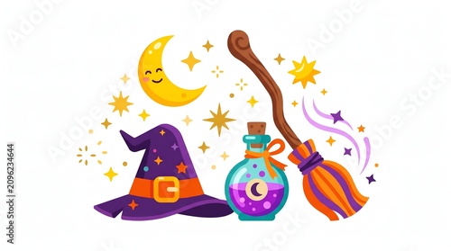 Minimal Magic Witch Accessories Illustration
