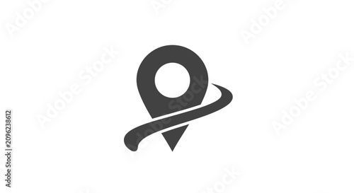 A dark gray location pin icon isolated on a clean white background