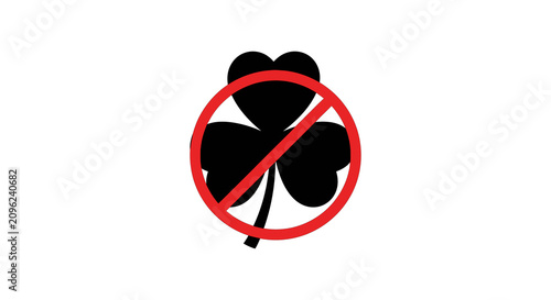Obraz na płótnie Four leaf Clover Silhouette With Prohibition Sign On White Background