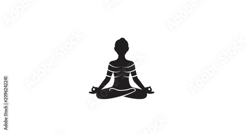 Φωτογραφία A black silhouette of a person sitting in a meditative pose on a white backgroun