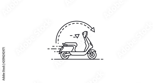 Obraz na plátně A simple line art icon of a motor scooter moving quickly across the frame