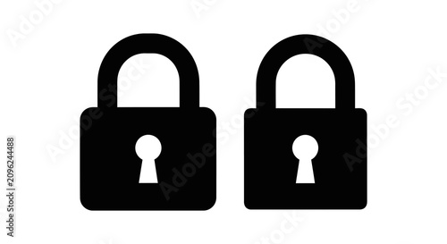 Padlock Silhouettes On White Background Security Icon Set
