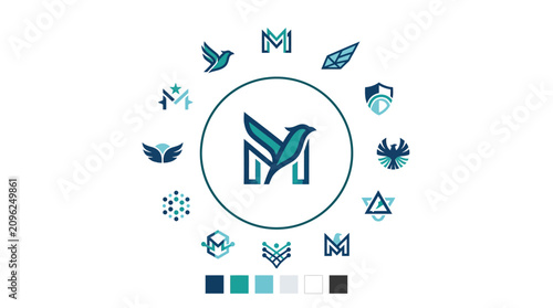 Modern Logo Collection: Bird, Shield, Crystal, Geometric and Letter M Designs