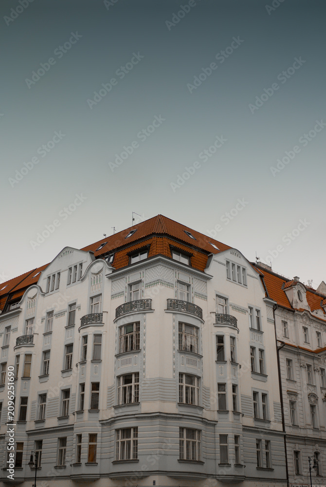 Fototapeta premium Historic Building in Prague with Red Tile Roof